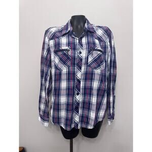 JNCO Plaid ButtonUp Shirt Sz XL Zipper Pocket Long Sleeve Skater Grunge 90s Y2K